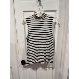 Green‎ Envelope LA Black & White Striped Sleeveless Turtleneck Top - Size L